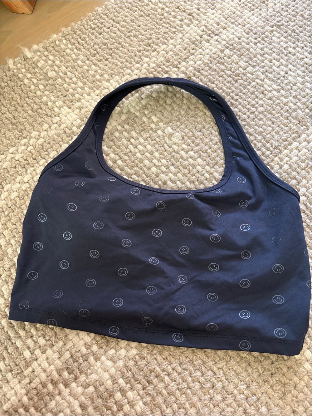 Beyond Yoga Navy Smiley Dot Halter Sports Bra